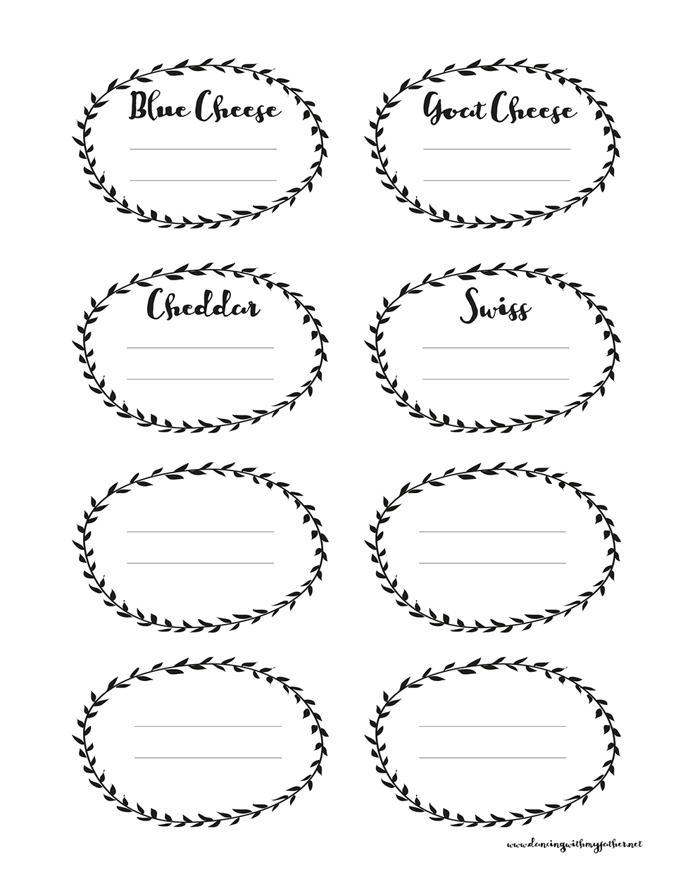 Free Printable Cheese Labels